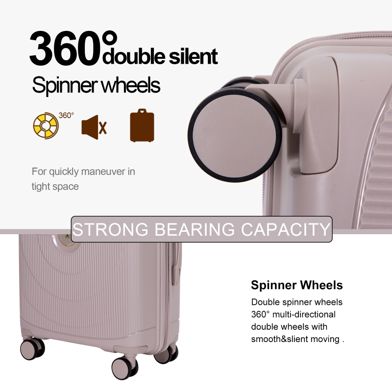 Landisun Luggage Sets 3 Piece, Hard Shell Suitcase Set with Double Spinner Wheels TSA Lock Carry On and Checked Travel Luggage, Greige(20/24/28)