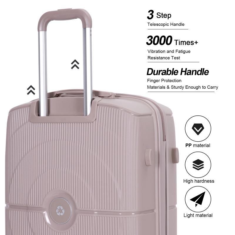 Landisun Luggage Sets 3 Piece, Hard Shell Suitcase Set with Double Spinner Wheels TSA Lock Carry On and Checked Travel Luggage, Greige(20/24/28)