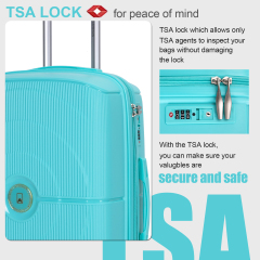 Landisun Luggage Sets 3 Piece, Hard Shell Suitcase Set with Double Spinner Wheels TSA Lock Carry On and Checked Travel Luggage, Lake Blue(20/24/28)