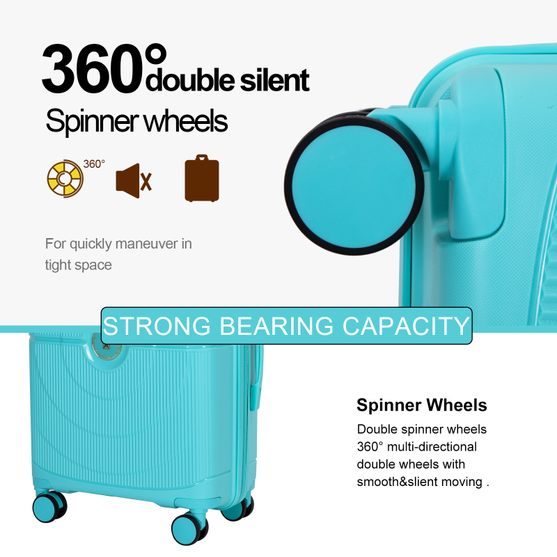 Landisun Luggage Sets 3 Piece, Hard Shell Suitcase Set with Double Spinner Wheels TSA Lock Carry On and Checked Travel Luggage, Lake Blue(20/24/28)