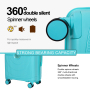 Landisun Luggage Sets 3 Piece, Hard Shell Suitcase Set with Double Spinner Wheels TSA Lock Carry On and Checked Travel Luggage, Lake Blue(20/24/28)