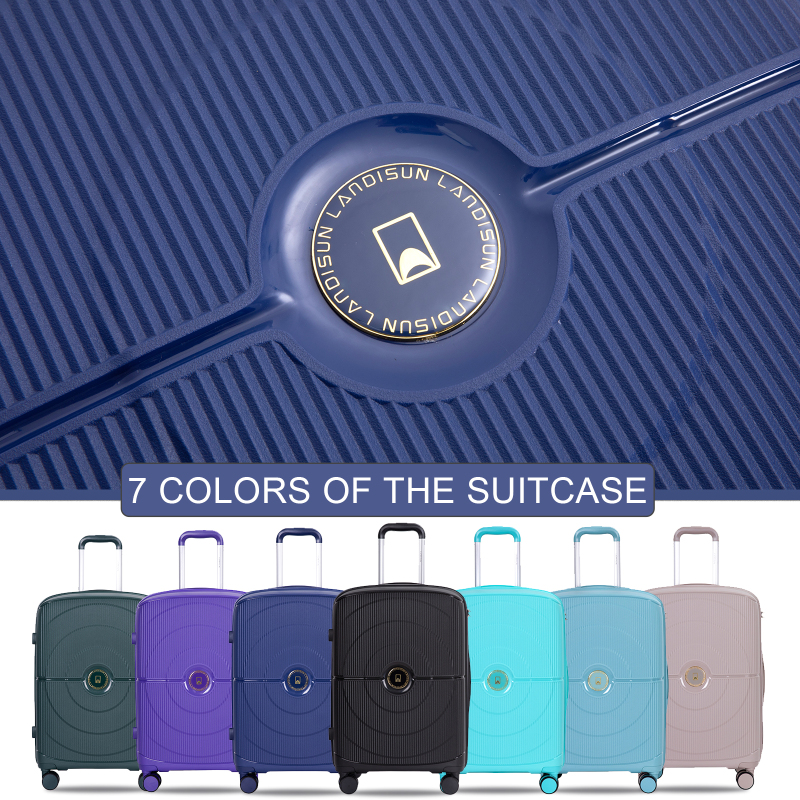 Landisun Luggage Sets 3 Piece, Hard Shell Suitcase Set with Double Spinner Wheels TSA Lock Carry On and Checked Travel Luggage, Navy(20/24/28)