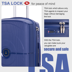 Landisun Luggage Sets 3 Piece, Hard Shell Suitcase Set with Double Spinner Wheels TSA Lock Carry On and Checked Travel Luggage, Navy(20/24/28)