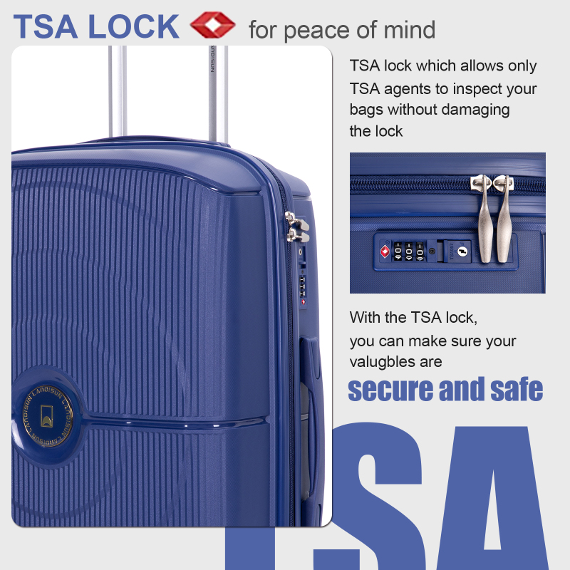Landisun Luggage Sets 3 Piece, Hard Shell Suitcase Set with Double Spinner Wheels TSA Lock Carry On and Checked Travel Luggage, Navy(20/24/28)