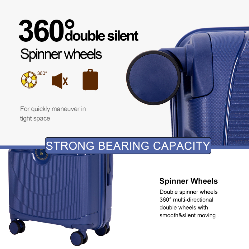 Landisun Luggage Sets 3 Piece, Hard Shell Suitcase Set with Double Spinner Wheels TSA Lock Carry On and Checked Travel Luggage, Navy(20/24/28)