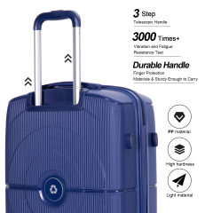 Juego de maletas Landisun de 3 piezas, maleta rígida con ruedas giratorias dobles, cerradura TSA, equipaje de mano y equipaje facturado, azul marino (20/24/28)
