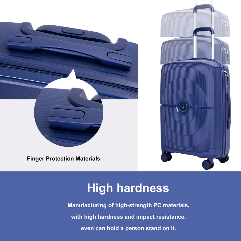 Landisun Luggage Sets 3 Piece, Hard Shell Suitcase Set with Double Spinner Wheels TSA Lock Carry On and Checked Travel Luggage, Navy(20/24/28)