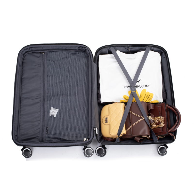 Expandable Hardshell Suitcase Double Spinner Wheels PP Luggage Sets Lightweight Durable Suitcase with TSA Lock,3-Piece Set (20/24/28) ,Black
