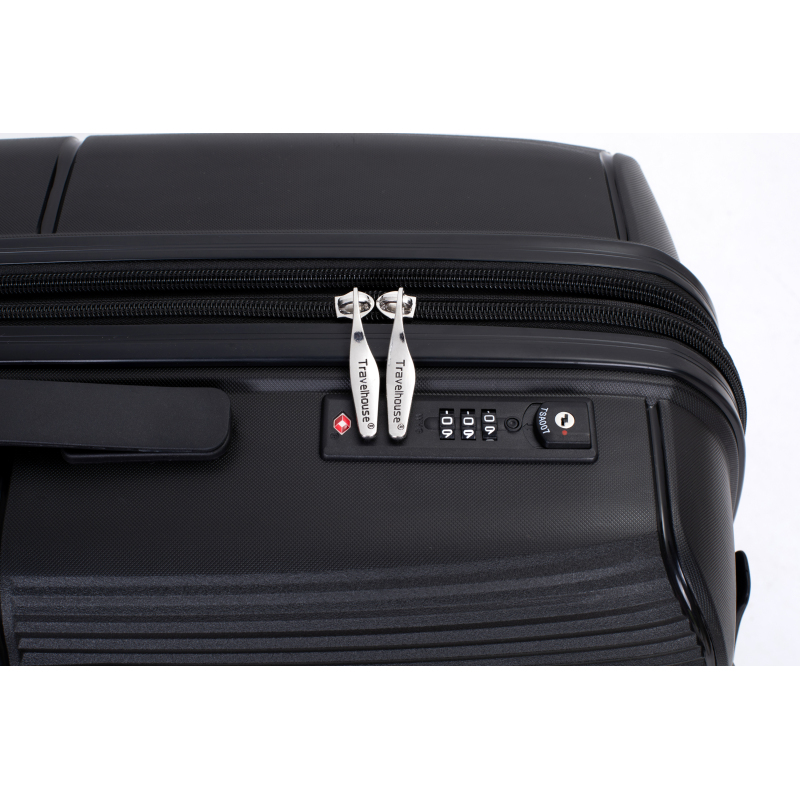 Expandable Hardshell Suitcase Double Spinner Wheels PP Luggage Sets Lightweight Durable Suitcase with TSA Lock,3-Piece Set (20/24/28) ,Black