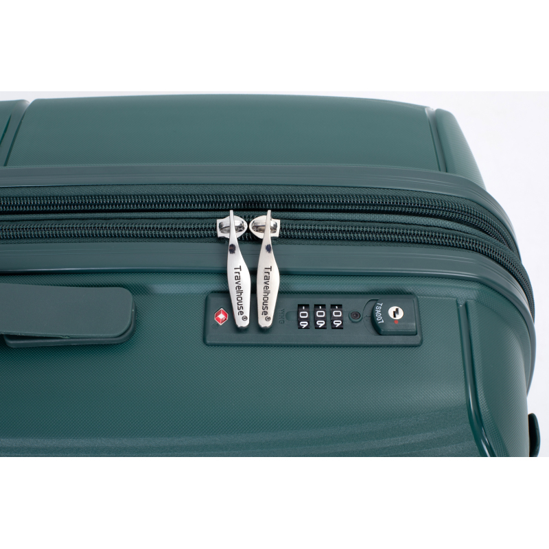 Maleta rígida expandible con ruedas giratorias dobles, juegos de equipaje de PP, maleta ligera y duradera con cerradura TSA, juego de 3 piezas (20/24/28), verde