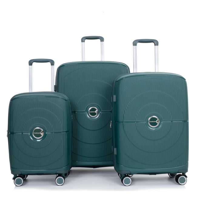 Expandable Hardshell Suitcase Double Spinner Wheels PP Luggage Sets Lightweight Durable Suitcase with TSA Lock,3-Piece Set (20/24/28) ,Green