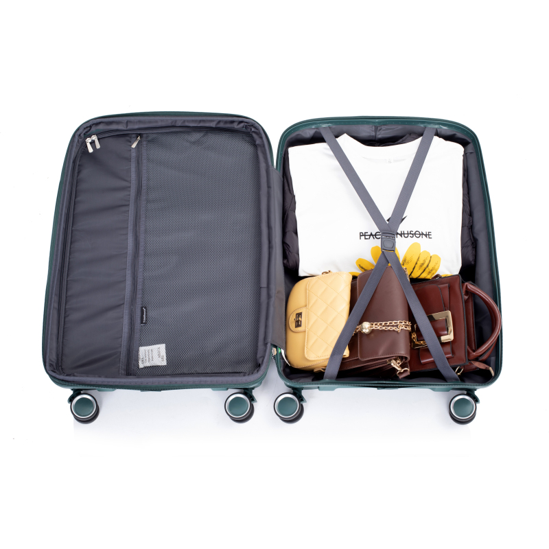 Maleta rígida expandible con ruedas giratorias dobles, juegos de equipaje de PP, maleta ligera y duradera con cerradura TSA, juego de 3 piezas (20/24/28), verde