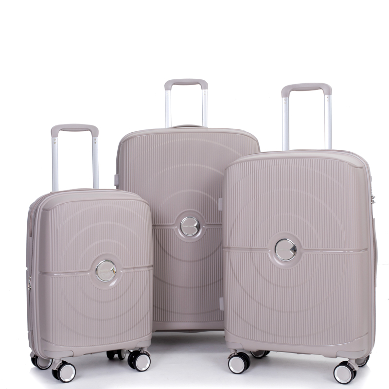 Expandable Hardshell Suitcase Double Spinner Wheels PP Luggage Sets Lightweight Durable Suitcase with TSA Lock,3-Piece Set (20/24/28) ,Griege