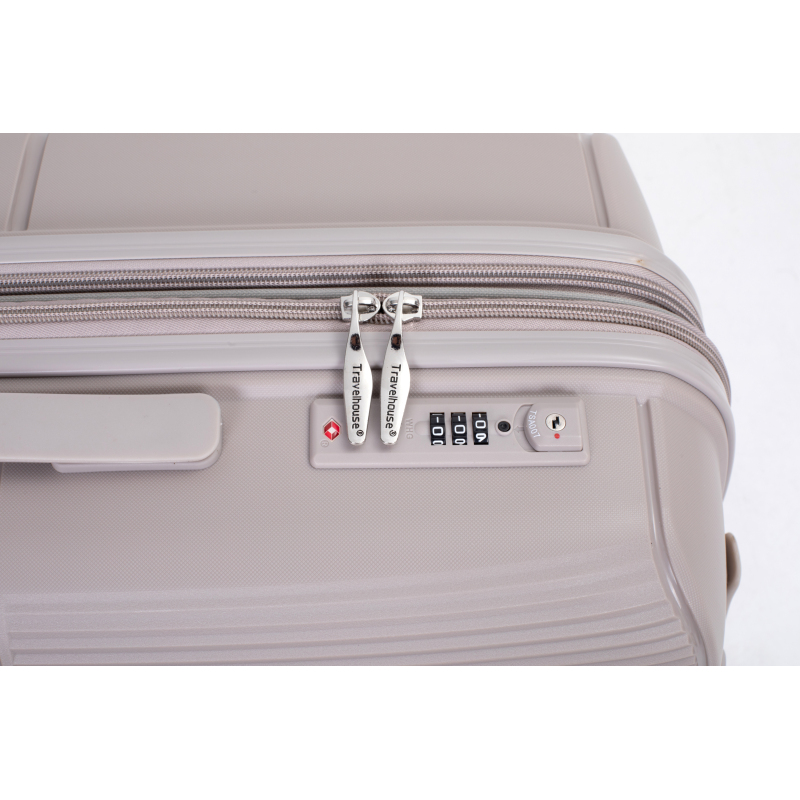 Expandable Hardshell Suitcase Double Spinner Wheels PP Luggage Sets Lightweight Durable Suitcase with TSA Lock,3-Piece Set (20/24/28) ,Griege