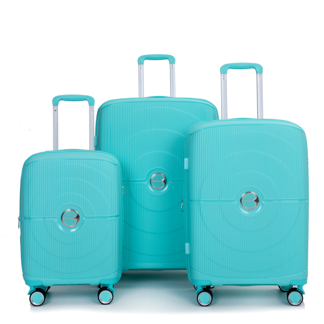 Expandable Hardshell Suitcase Double Spinner Wheels PP Luggage Sets Lightweight Durable Suitcase with TSA Lock,3-Piece Set (20/24/28) ,Lake Blue