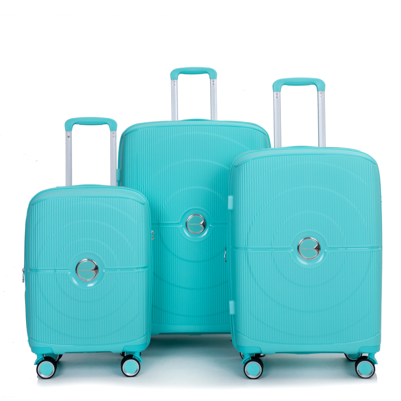 Expandable Hardshell Suitcase Double Spinner Wheels PP Luggage Sets Lightweight Durable Suitcase with TSA Lock,3-Piece Set (20/24/28) ,Lake Blue