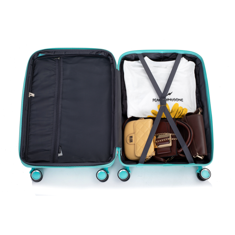 Expandable Hardshell Suitcase Double Spinner Wheels PP Luggage Sets Lightweight Durable Suitcase with TSA Lock,3-Piece Set (20/24/28) ,Lake Blue