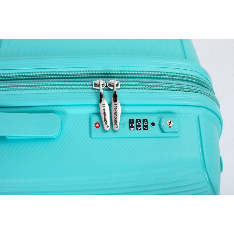 Expandable Hardshell Suitcase Double Spinner Wheels PP Luggage Sets Lightweight Durable Suitcase with TSA Lock,3-Piece Set (20/24/28) ,Lake Blue
