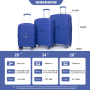 Maleta rígida expandible con ruedas giratorias dobles, juegos de equipaje de PP, maleta ligera y duradera con cerradura TSA, juego de 3 piezas (20/24/28), azul marino