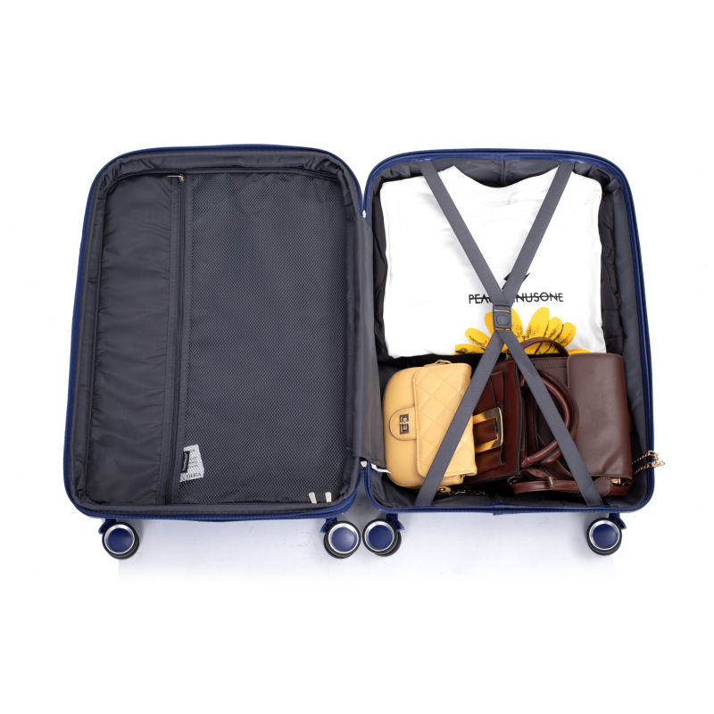 Maleta rígida expandible con ruedas giratorias dobles, juegos de equipaje de PP, maleta ligera y duradera con cerradura TSA, juego de 3 piezas (20/24/28), azul marino