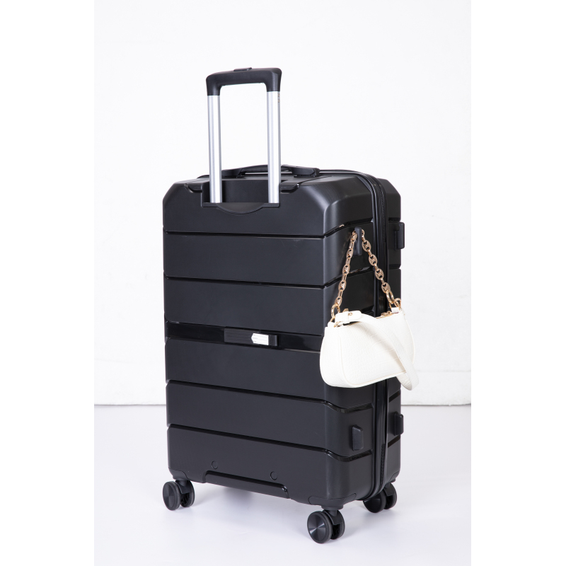 Hardshell Suitcase Spinner Wheels PP Luggage Sets Lightweight Durable Suitcase with TSA Lock,3-Piece Set (20/24/28) ,Black