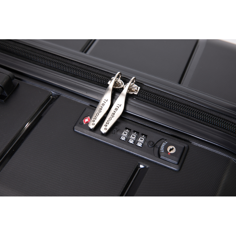 Hardshell Suitcase Spinner Wheels PP Luggage Sets Lightweight Durable Suitcase with TSA Lock,3-Piece Set (20/24/28) ,Black