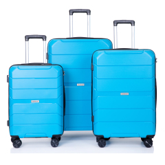 Hardshell Suitcase Spinner Wheels PP Luggage Sets Lightweight Durable Suitcase with TSA Lock,3-Piece Set (20/24/28) ,Light Blue