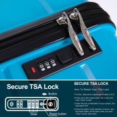 Hardshell Suitcase Spinner Wheels PP Luggage Sets Lightweight Durable Suitcase with TSA Lock,3-Piece Set (20/24/28) ,Light Blue