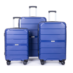 Hardshell Suitcase Spinner Wheels PP Luggage Sets Lightweight Durable Suitcase with TSA Lock,3-Piece Set (20/24/28) ,Navy