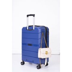 Hardshell Suitcase Spinner Wheels PP Luggage Sets Lightweight Durable Suitcase with TSA Lock,3-Piece Set (20/24/28) ,Navy