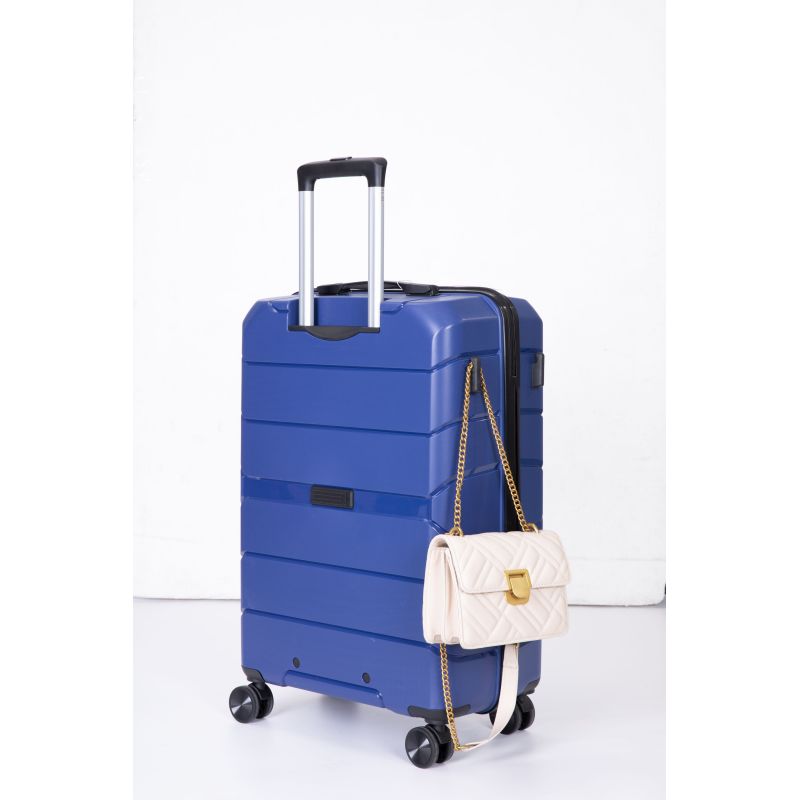 Hardshell Suitcase Spinner Wheels PP Luggage Sets Lightweight Durable Suitcase with TSA Lock,3-Piece Set (20/24/28) ,Navy