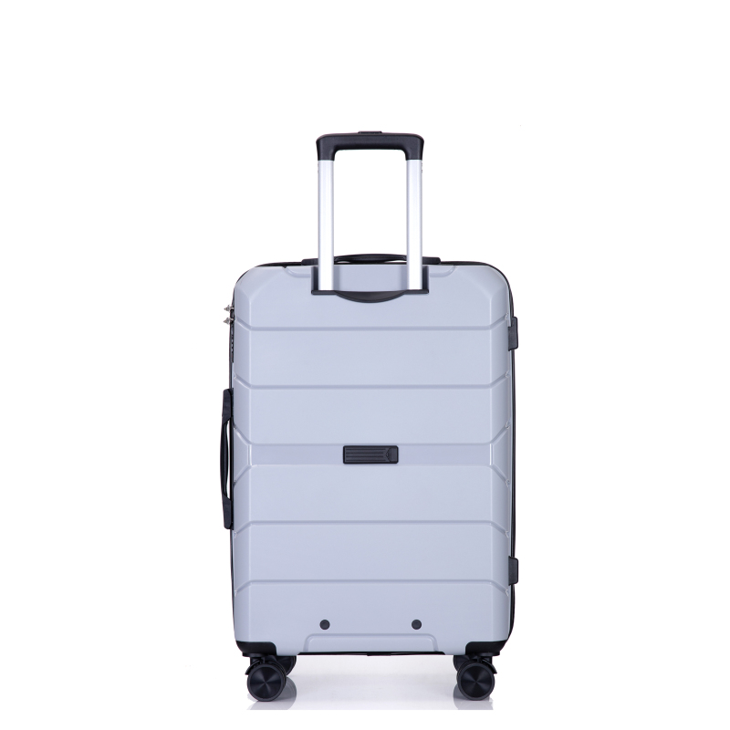 Hardshell Suitcase Spinner Wheels PP Luggage Sets Lightweight Durable Suitcase with TSA Lock,3-Piece Set (20/24/28) ,Silver
