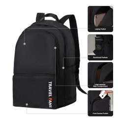 Mochila de viaje Travelhouse para portátil de 18 pulgadas, antirrobo, delgada, resistente, para colegio, universidad, color negro
