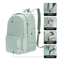 Mochila de viaje Travelhouse para portátil de 18 pulgadas, antirrobo, delgada, resistente, para colegio, universidad, color verde