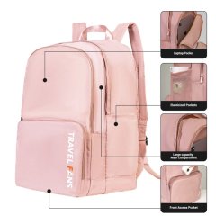 Mochila de viaje Travelhouse para portátil de 18 pulgadas, antirrobo, delgada, resistente, para colegio, universidad, color rosa
