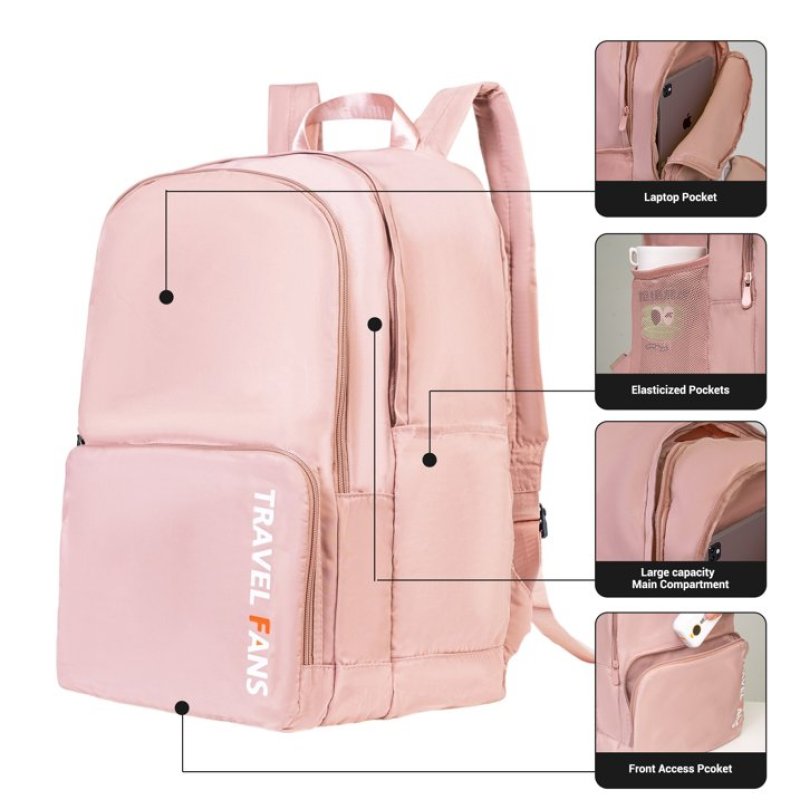 Travelhouse Travel Backpack Laptop Business 18 Inch Business Anti Theft Slim Sturdy College School Computer Bag.Pink