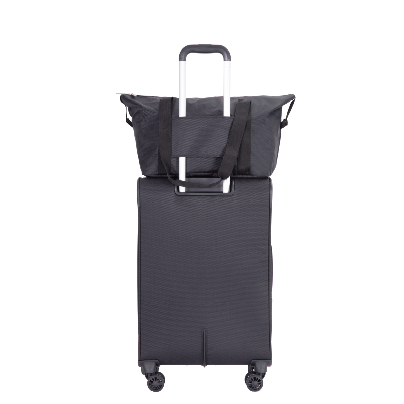 3-Piece Set (18/Travelbag /toiletry bag) ,Softshell Suitcase Spinner Wheels Terylene Polyester Luggage Sets Carry On Suitcase Luggage Lightweight Durable Suitcase BLACK