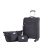 3-Piece Set (18/Travelbag /toiletry bag) ,Softshell Suitcase Spinner Wheels Terylene Polyester Luggage Sets Carry On Suitcase Luggage Lightweight Durable Suitcase BLACK