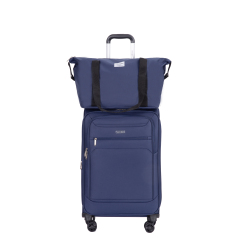 3-Piece Set (18/Travelbag /toiletry bag) ,Softshell Suitcase Spinner Wheels Terylene Polyester Luggage Sets Carry On Suitcase Luggage Lightweight Durable Suitcase BLUE