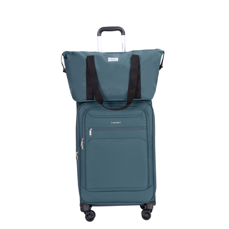 3-Piece Set (18/Travelbag /toiletry bag) ,Softshell Suitcase Spinner Wheels Terylene Polyester Luggage Sets Carry On Suitcase Luggage Lightweight Durable Suitcase DARK GREEN