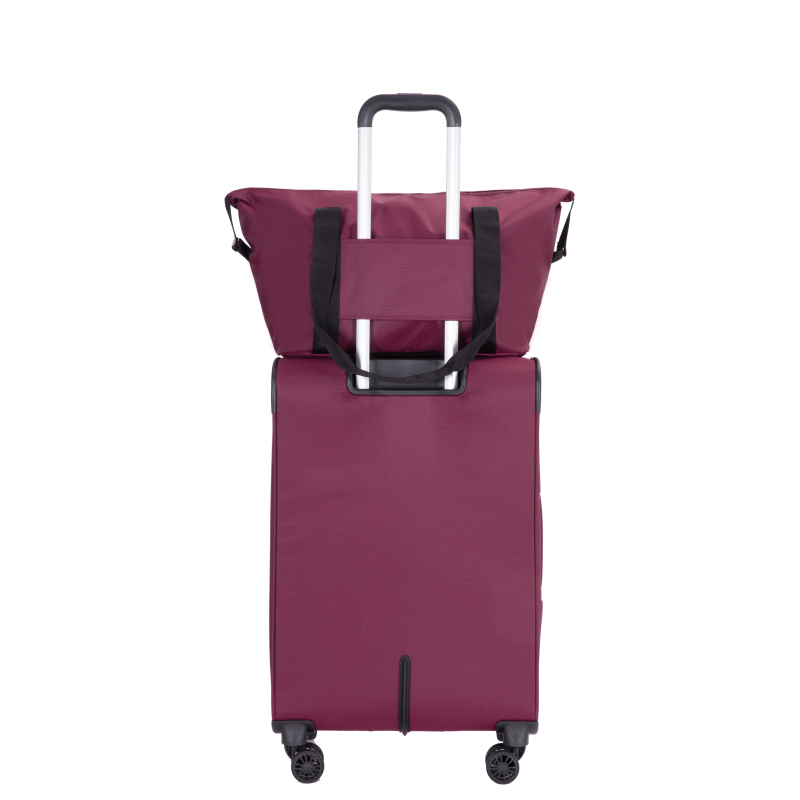 5-Piece Set (18/23/27/Travelbag /toiletry bag) ,Softshell Suitcase Spinner Wheels Terylene Polyester Luggage Sets Carry On Suitcase Luggage Lightweight Durable Suitcase WINE RED