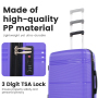 NiceTravel 8-Piece Hardside Luggage Set, Lightweight Suitcase with TSA Lock & Expandable Travel Tote Bag and Packing Cube, Purple
