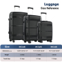 NiceTravel 8-Piece Hardside Luggage Set, Lightweight Suitcase with TSA Lock & Expandable Travel Tote Bag and Packing Cube, Black