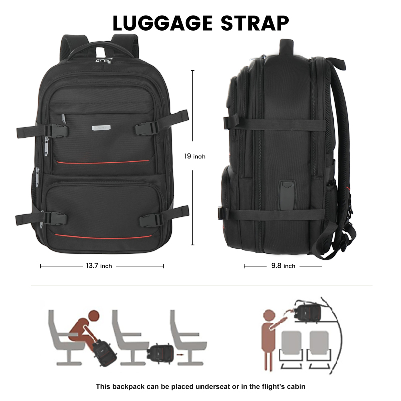 Smicure Travel carry on Backpack Laptop Business 19 Inch Business Anti Theft Slim Sturdy College School Computer Bag.Black