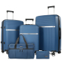 Luggage Sets 5 Piece with Duffel Bag, Hardside Suitcase Set with Spinner Wheel and TSA Lock, Lightweight Travel Luggage for Men and Women, Blue