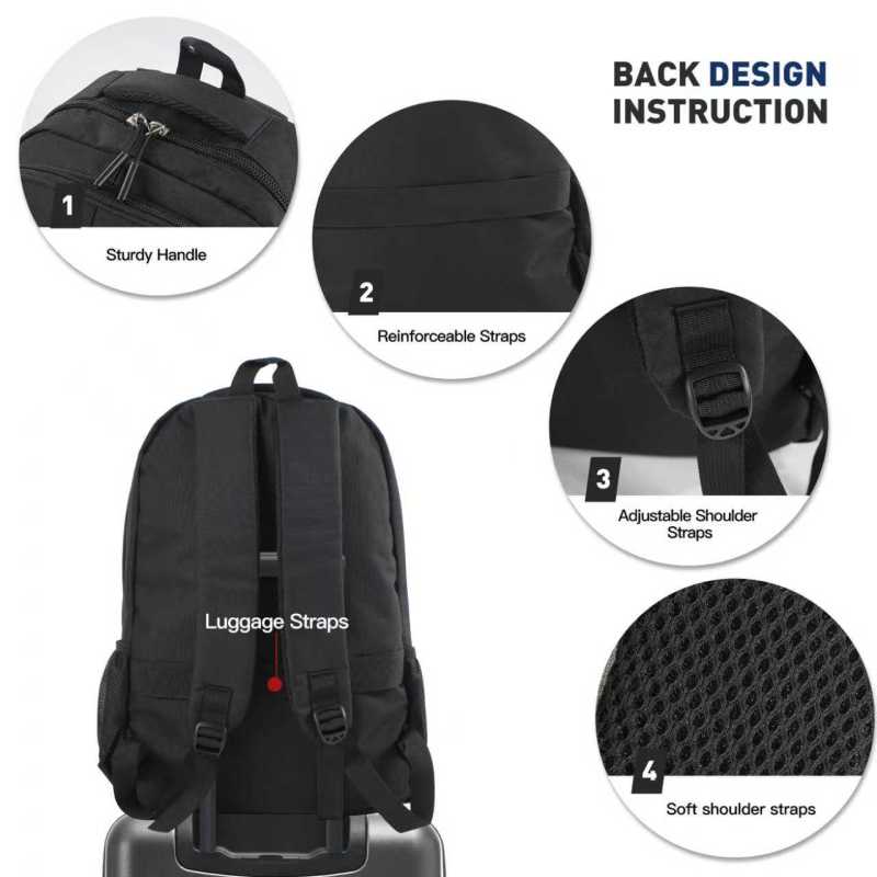 Travel carry on Backpack Business slim Sturdy Laptops Backpack, College School Computer Bag Gift for Men & Women Fits 15 Inch Notebook.Black