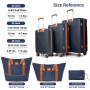 5-Piece Luggage Set, Hard Shell Suitcases with Spinner Wheels,TSA Lock,Travel Tote Bag & Cosmetic Pouch, Blue