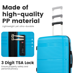 NiceTravel 3 Piece Hardside Luggage set, Lightweight Hard Shell Suitcase with TSA Lock Carry on and Checked Luggage, Blue