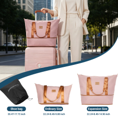Travelhouse 3-Piece Hardside Spinner Carry on Luggage Set with TSA Lock and Travel Bag,Pink
