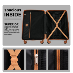 Hardside Luggage Sets 3 Piece, Hardshell Suitcase TSA Lock Spinner Wheel with Travel Duffle Bag and 4 Packing Cube.Black